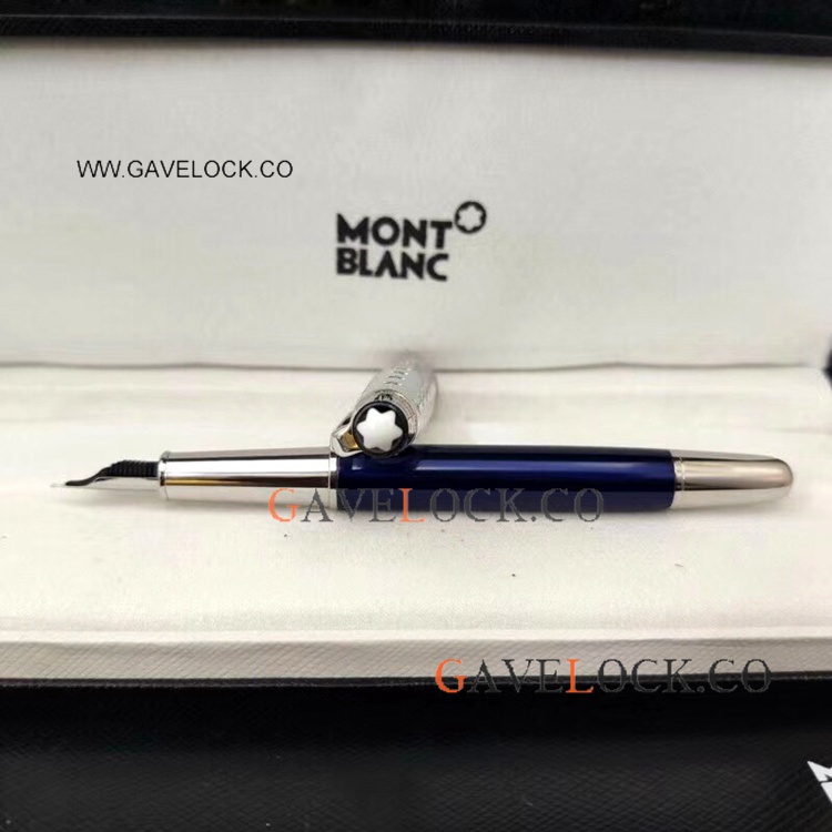 AAA Grade Montblanc Le Petit Prince Blue&Silver Fountain Pen